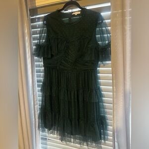 Ivy City Co short whimsi dress in deep emerald
